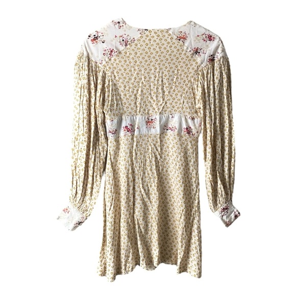 Free People Women’s Size XS Wonderland Mini Dress Button Down Floral Bohemian - Picture 7 of 9